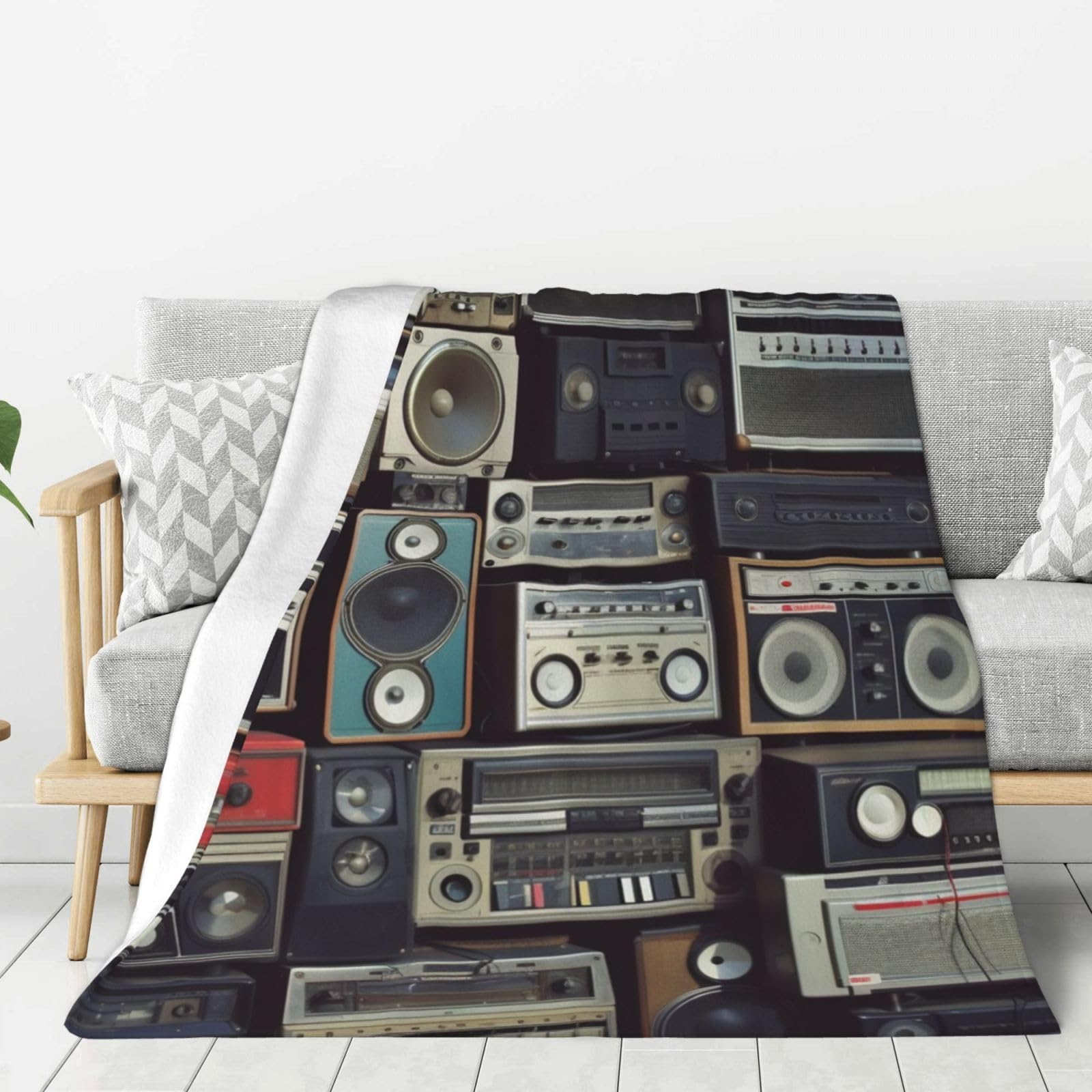 Couverture en flanelle boombox cadeau original pour fans de musique