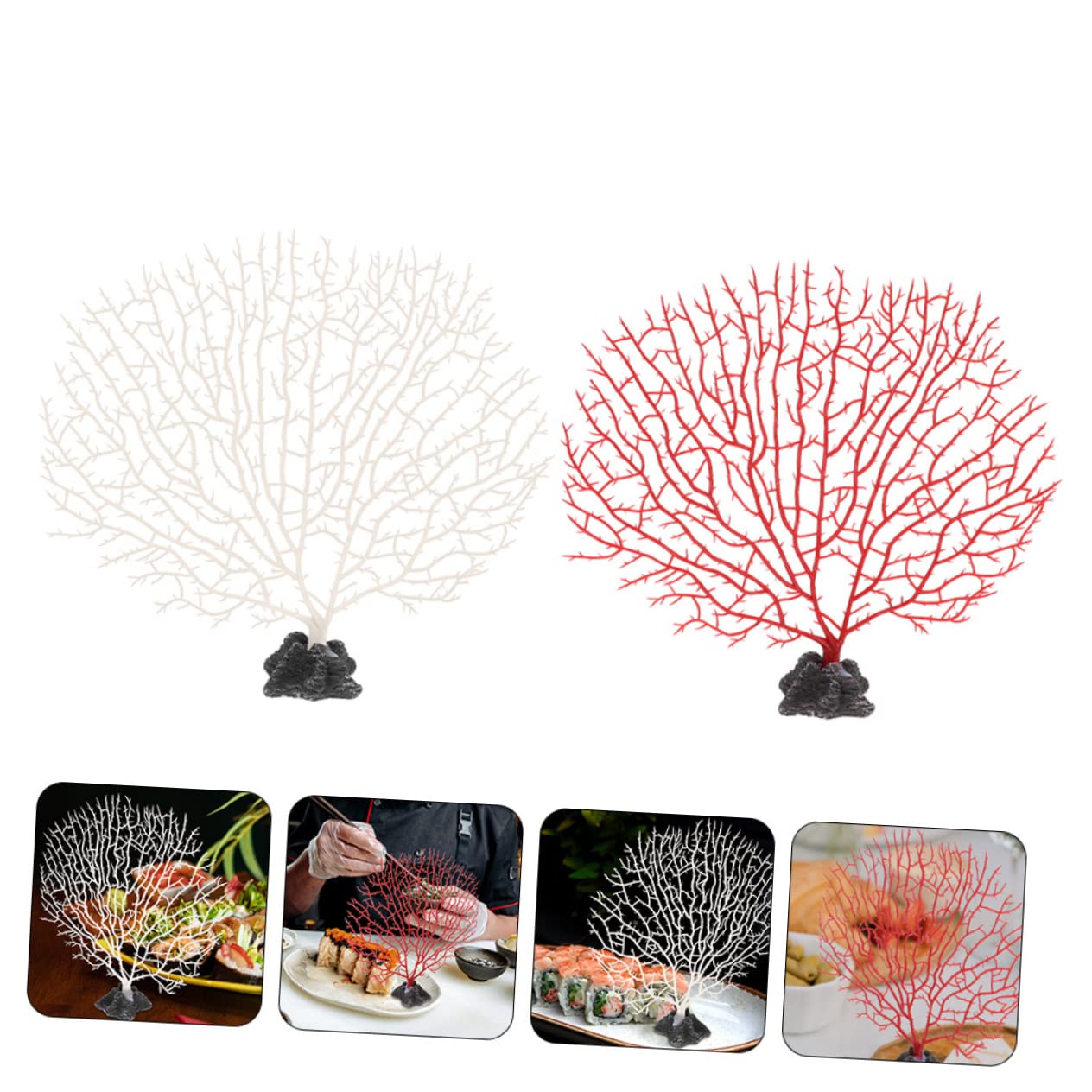 Amazon.co.jp: MUCKLILY 2個 模擬珊瑚飾り 寿司の花 卓上寿司 花 寿司 