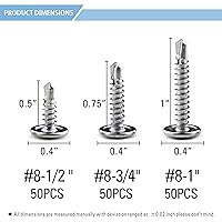 Vista 2 de Paquete de 150 tornillos autoperforantes Phillips de cabeza de oblea de acero inoxidable con 410 tornillos de hoja metálica Tek, kit surtido