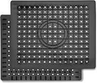 WILLKOMMEN 12x10 Inch Kitchen Sink Mat 2 Pack Black - Rubber Sink Protector, Fast Draining Dish Drying Mat with Non-Slip Grid