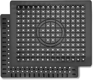 WILLKOMMEN 12x10 Inch Kitchen Sink Mat 2 Pack Black - Rubber Sink Protector, Fast Draining Dish Drying Mat with Non-Slip Grid