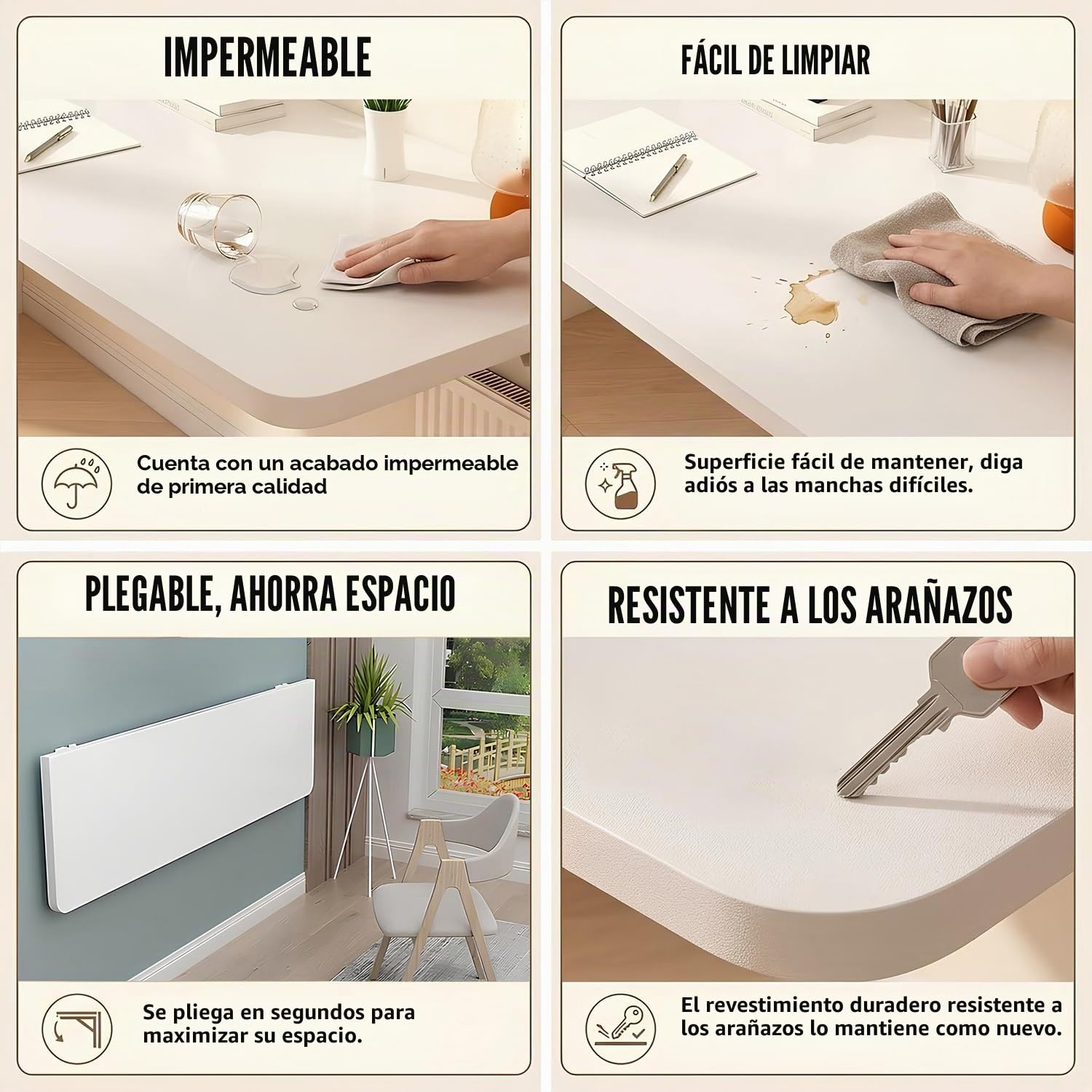 Mesa Plegable de Pared, Escritorio Ahorra Espacio, multifunción
