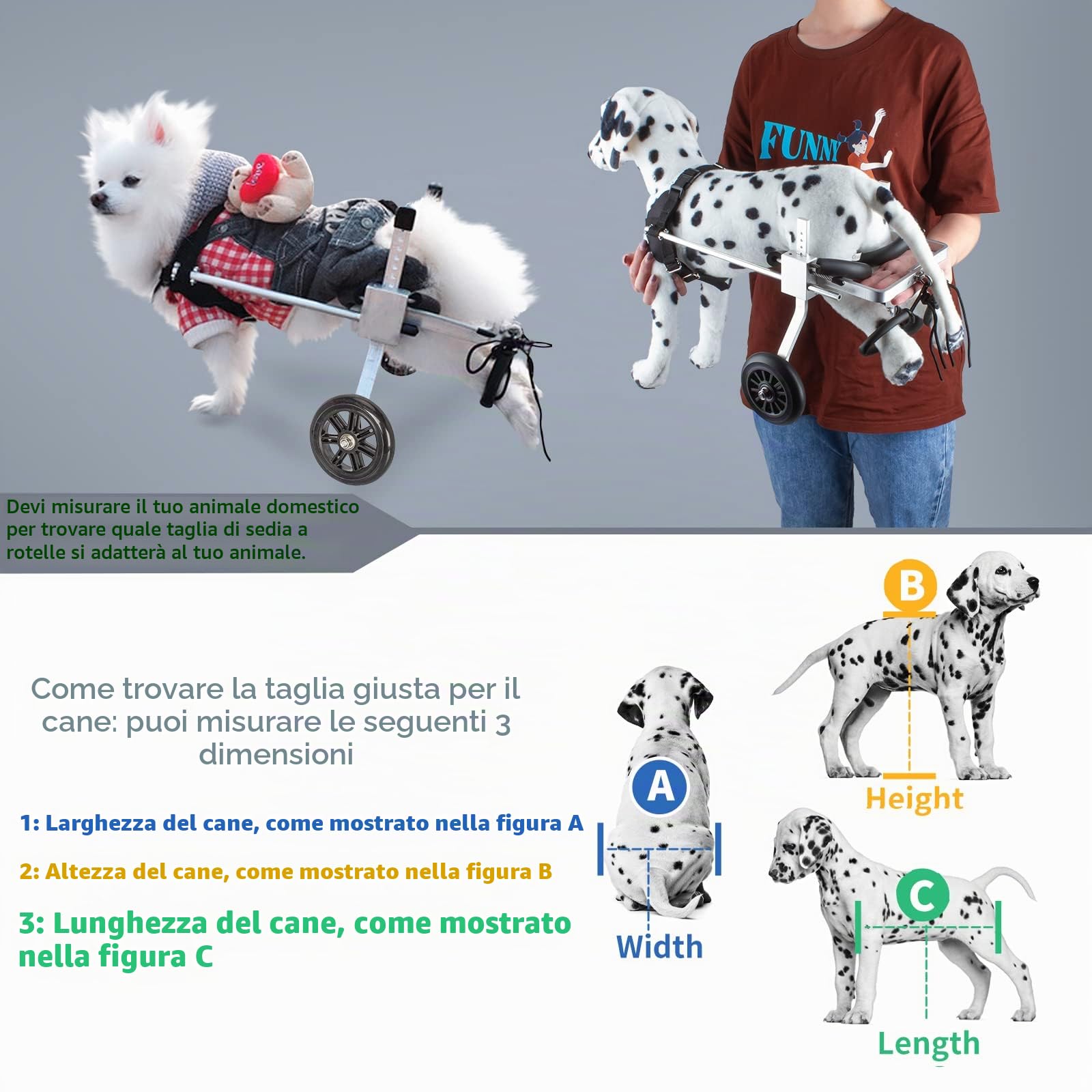 Grande formato 2 ruote leggero in lega di alluminio pet Dog sedia a rotelle, regolabile Walk Assistant carrello kit adatto per 31 ~ 41 cm posteriore gambe portatori di handicap posteriore 9