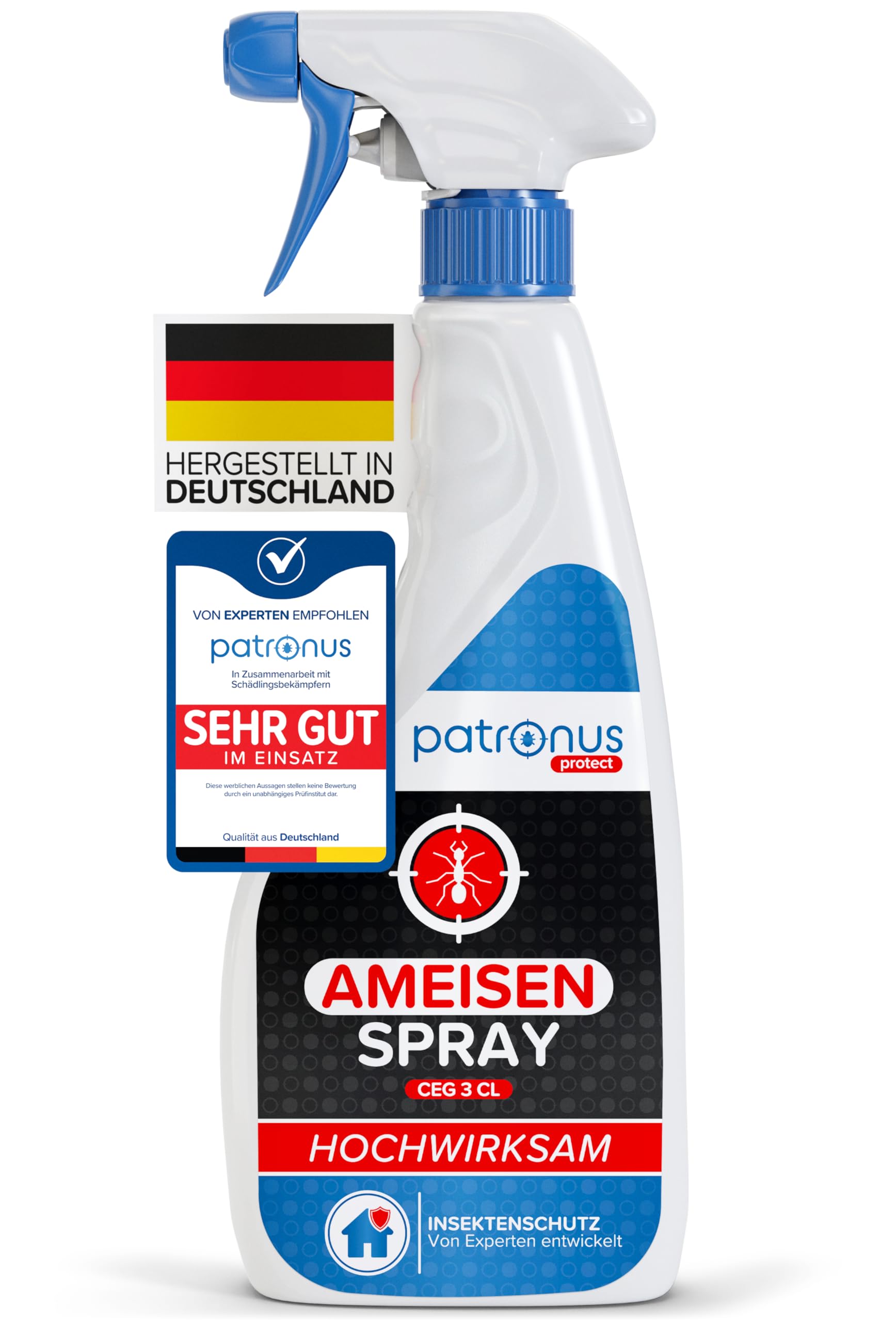 Ameisen-Spray für drinnen & draußen 500ml - effektives Ameisenmittel, zur Abwehr von Ameisen für Haus & Garten mit Sofortwirkung, hochwirksam und laborgeprüft