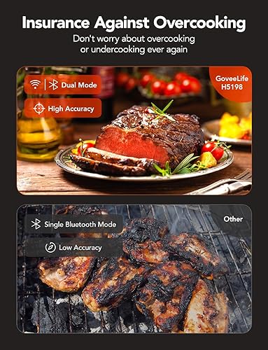 Miniatura 6 de GoveeLife Termómetro WiFi para Carne Digital, Termómetro de Cocina Inteligente con 4 Sondas, Termómetro Inalámbrico Bluetooth para Parrilla con