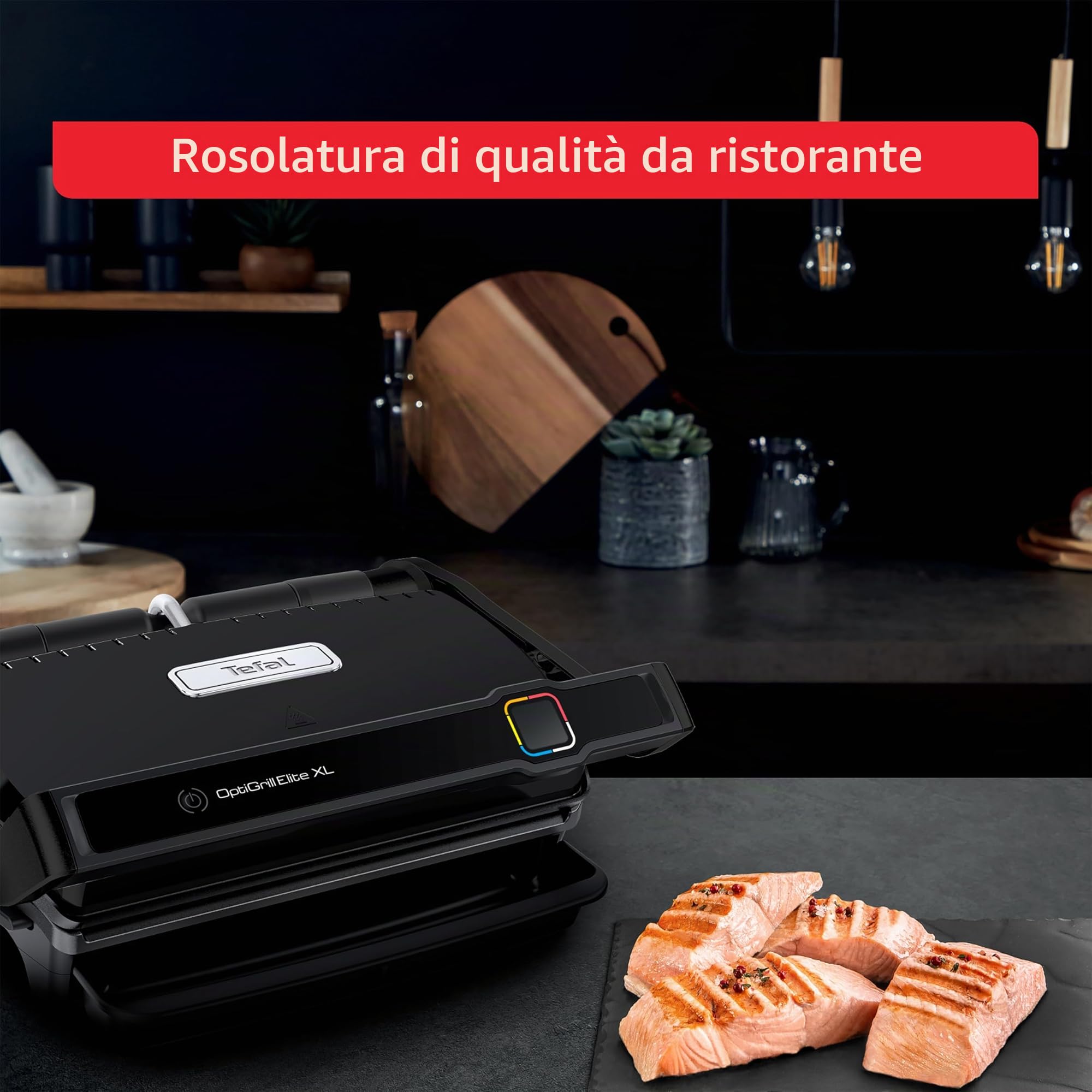 Tefal OptiGrill Elite XL GC760812 - Griglia a contatto, 16 programmi, display digitale con indicatore del livello di cottura, piastre XL rimovibili, griglia elettrica, colore nero