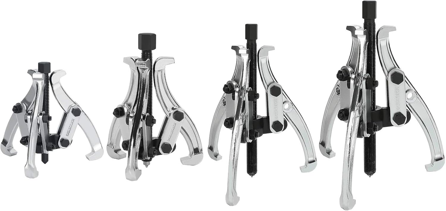 DURATECH 4-Piece 3-Jaw Gear Puller Set 3-8 Inch CR-V Steel Fully Assembled for Gears Pulleys Bearings Flywheels