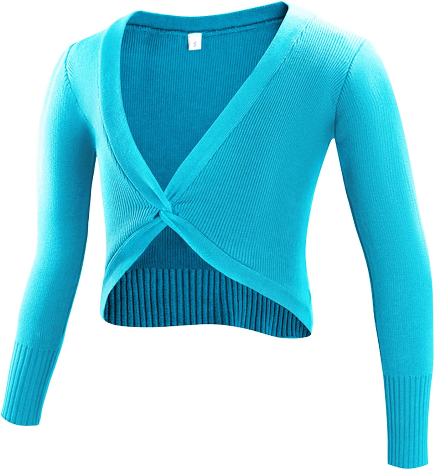 Kids Girls Ballet Wrap Top Long Sleeve Dance Cardigan Sweater Warm Up Pullover Crop Top for Leotard