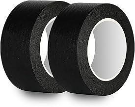 Black Paper Tape, 50 mm x 50 m Tearable Painters Paper Tape Gummed Paper Excellent Adhesion Masking Tape for Painting and Decoration Work Indoor and Outdoor Use, 2 Rolls
