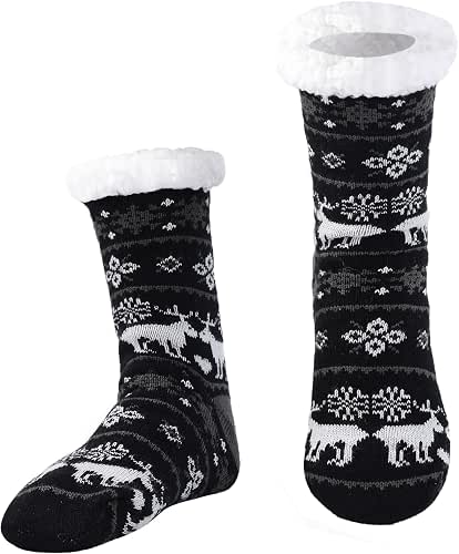 Men‘s Anti-Slip Thermal Slipper Socks – Fuzzy Sherpa Lined House