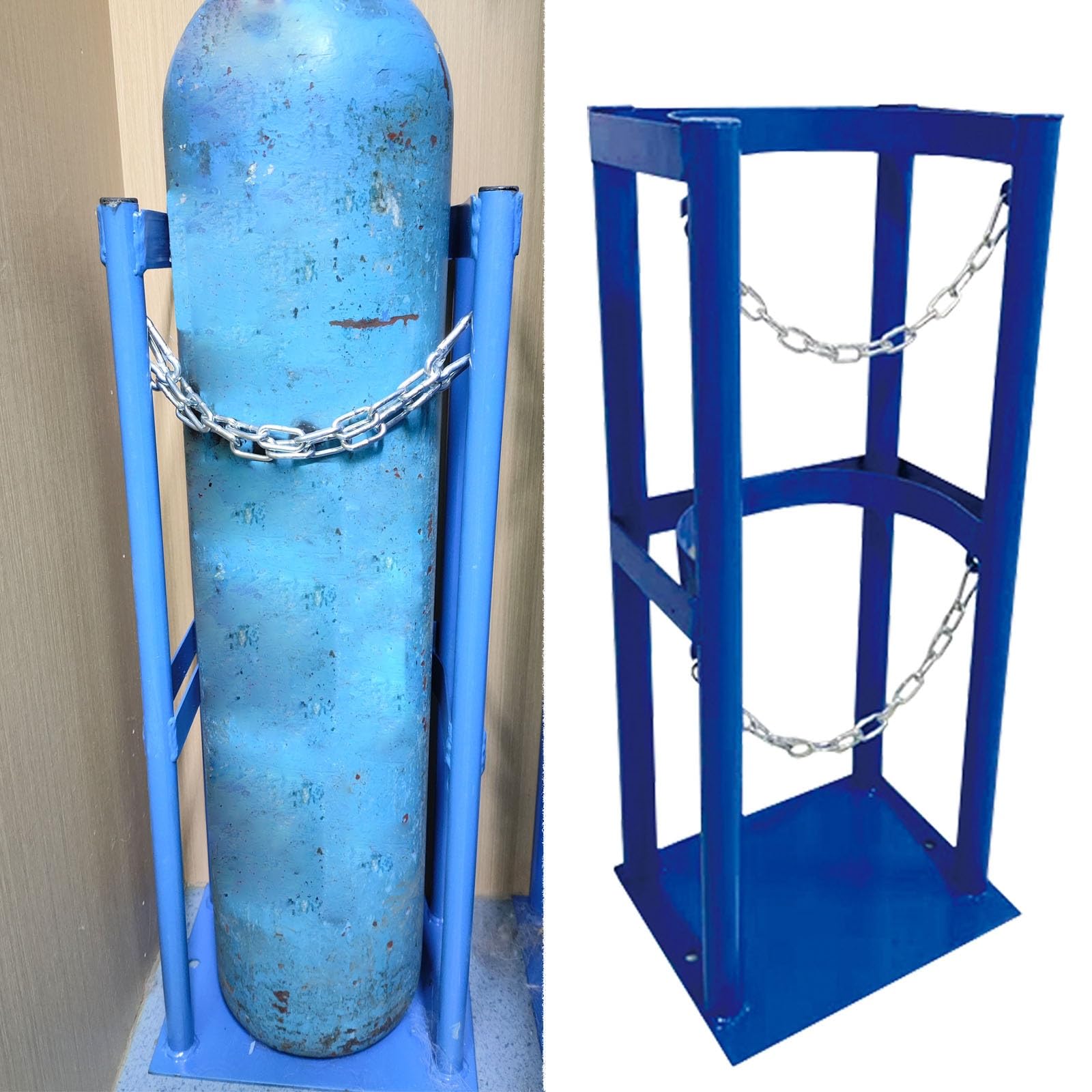 ASerZenith Heavy-Duty Oxygen & Nitrogen Cylinder Bracket, Fixed Shelf For 8/9/10L Tanks, Steel Base Carrier For Welding Clinics, Durable Gas Cylinder Holder