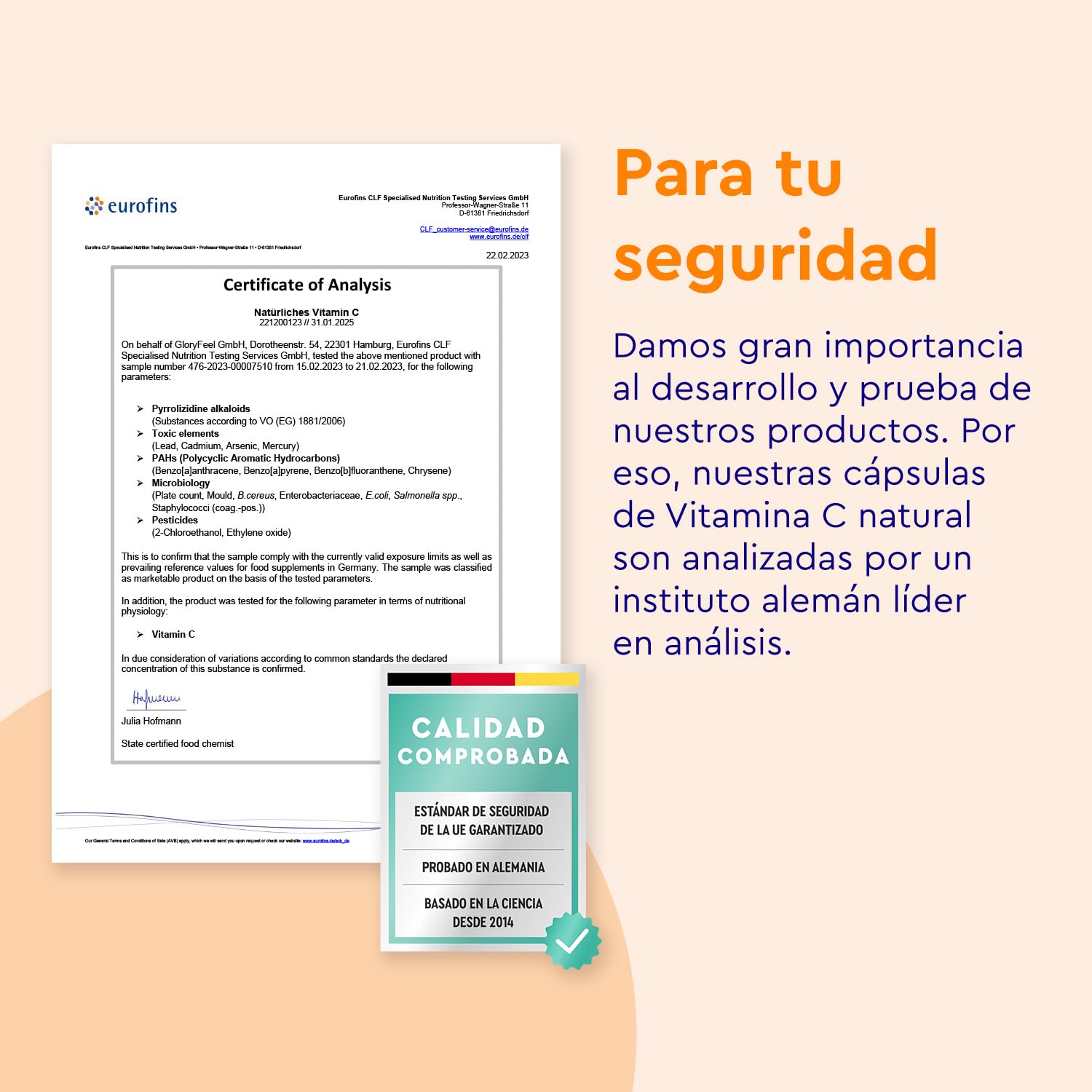 Vitamina C Natural 1.240mg - 240 Cápsulas - A base de Extractos de Acerola y Escaramujo - Refuerza el Sistema Inmunitario y el nivel de energía - Vitamina C pura - Probado en laboratorio