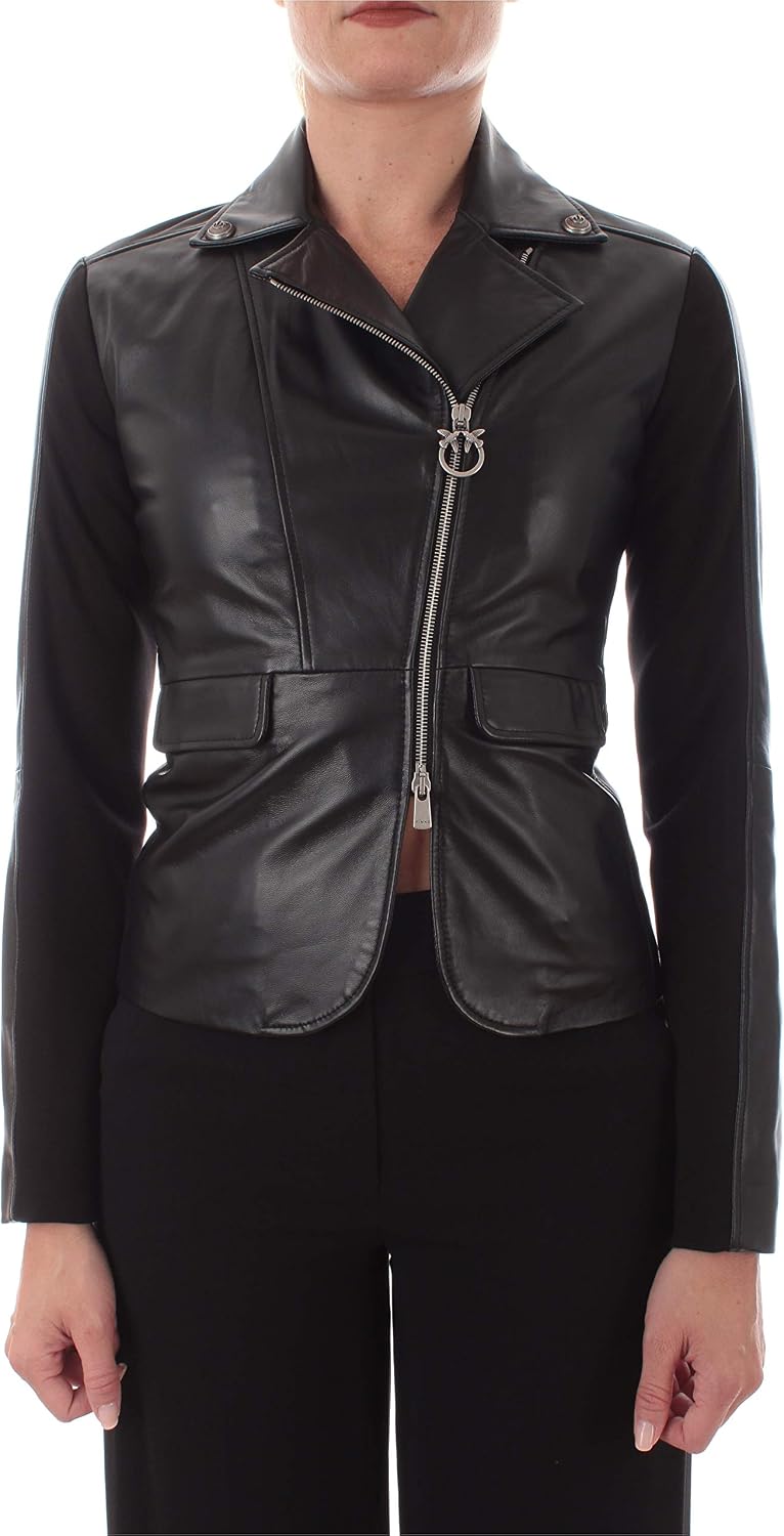 Pinko Franco chiodo Bimateriale da Donna Black,1G1514-Y5N8 : Amazon.it: Moda