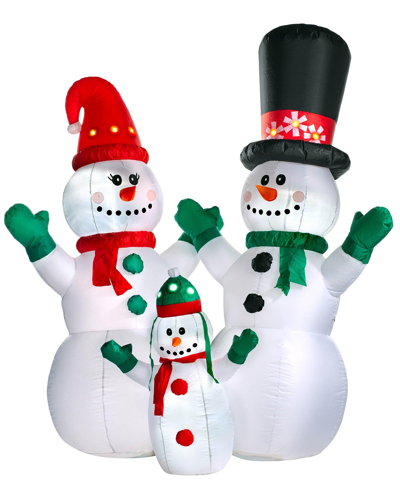 WeRChristmas Pre-Lit Flashing Inflatable Snowman Family, Multi-Colour
