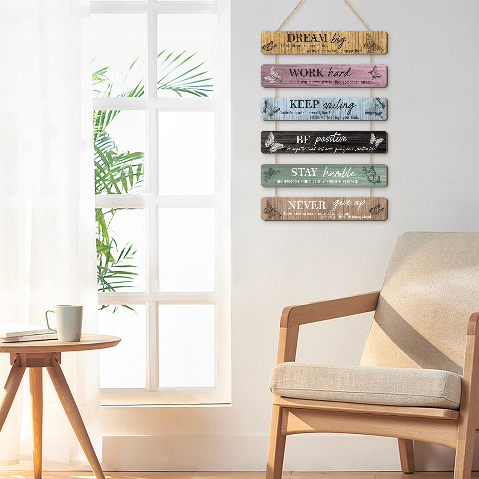 HPNIIUB Dream Big Butterflies Inspirational Quotes Wall Art,Motivational Decor Family Sign,Office Sign Motivational Wall Art for Nursery,Positive Affirmations Decor - Image 4