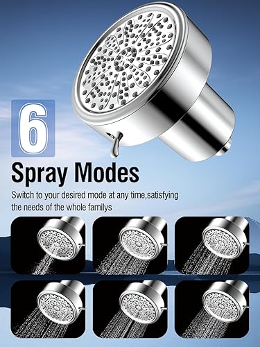 Miniatura 6 de Cabezal de ducha filtrado, alta presión, 6 modos de pulverización, cabezal de ducha de lluvia con filtros para suavizador de agua dura, elimina el