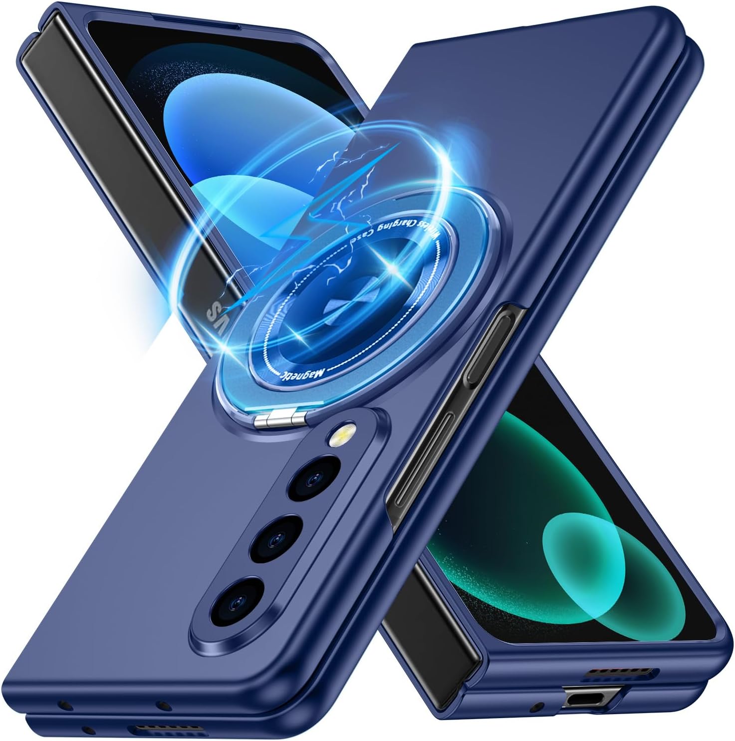 JUMIUSTNBfor Galaxy Z FOLD 4 Case with Magnetic Ring Stand,Matte Tough Case