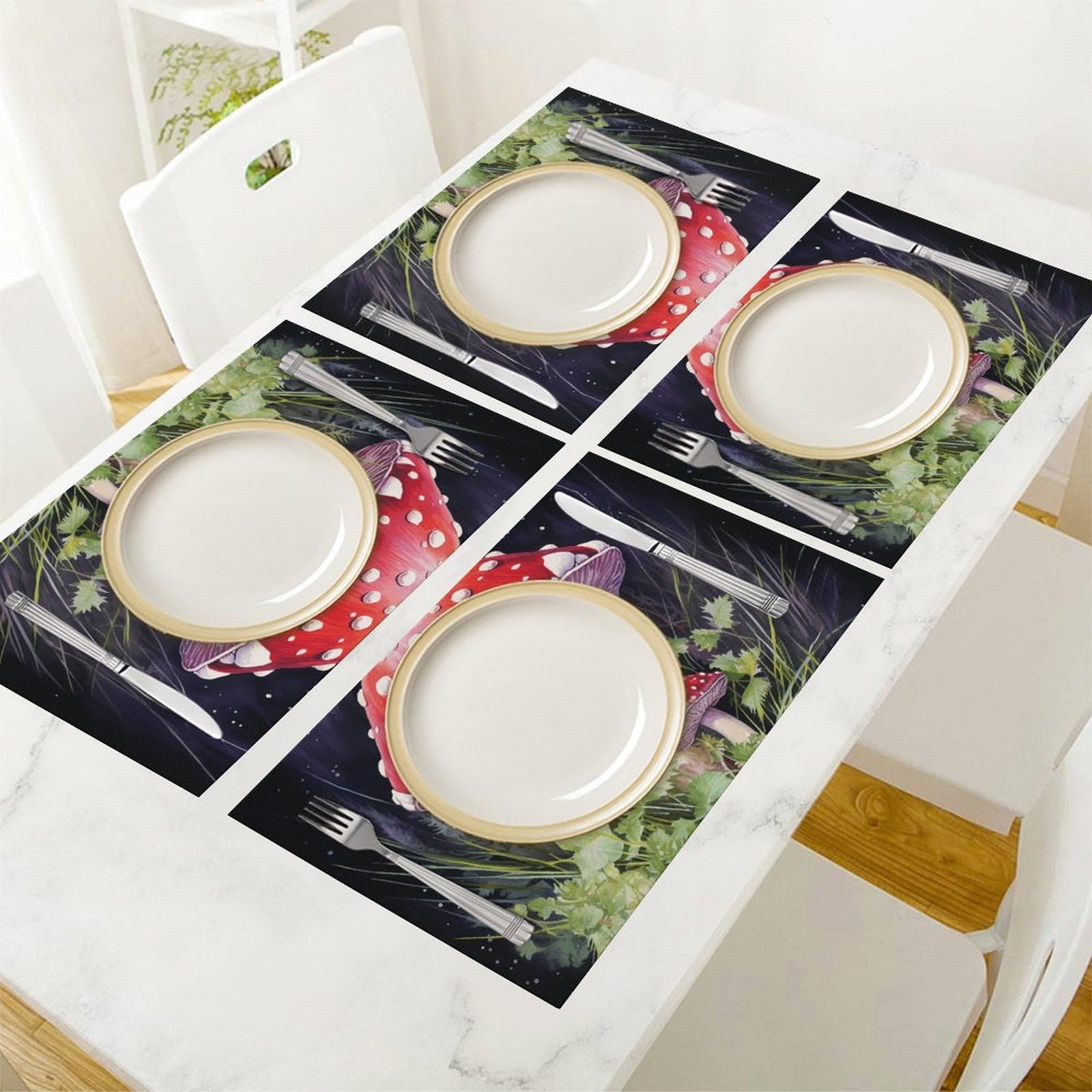 Set di 6 tovagliette all'americana in PVC, lavabili, resistenti al calore, antiscivolo, impermeabili, per interni ed esterni, tavolo da pranzo, cucina, feste e vacanze