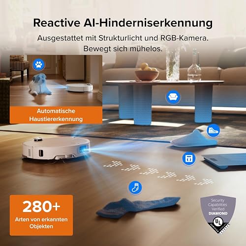 roborock Qrevo Edge 2 Set Robot Aspirateur Laveur, 25 000 Pa, Lavage des Serpillières à l'eau Chaude à 80°C, Évite 280+ Obstacles, Système Anti-enchevêtrement, 7,98cm Mince,Technologie FlexiArm, Blanc - 8