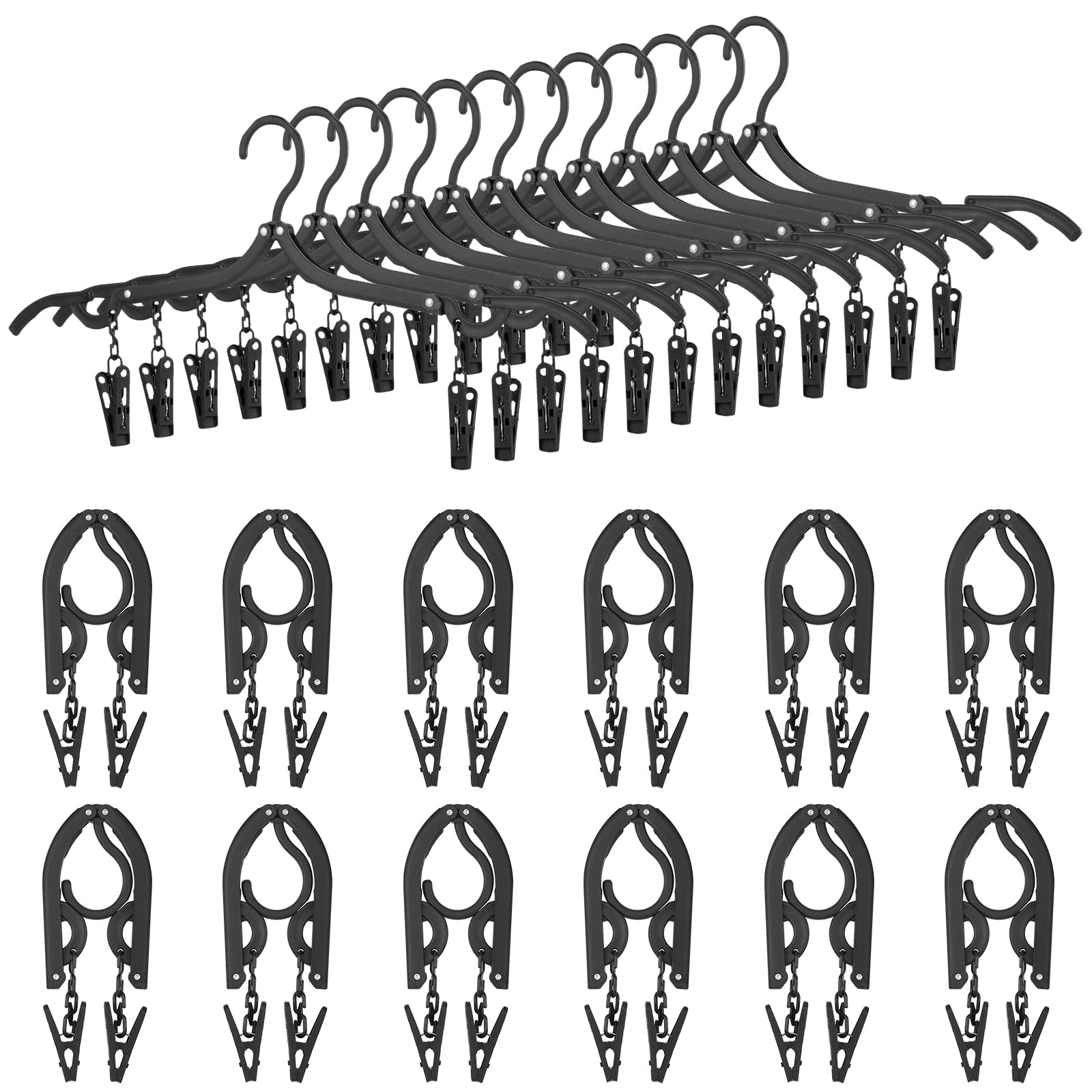 Cintres de voyage pliables avec clips pour organiser vos valises de camping et vacances