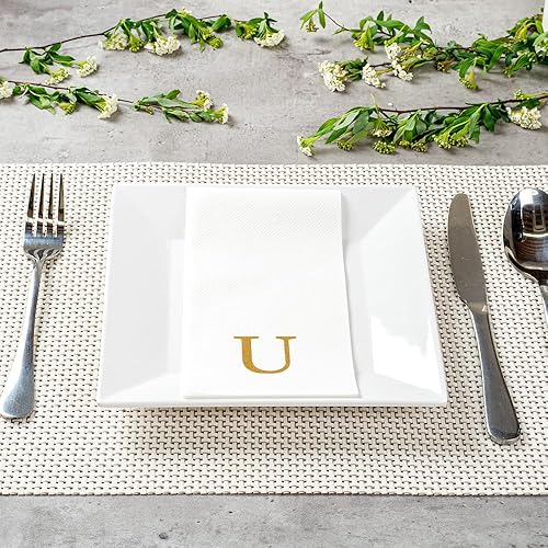 Miniatura 357 de Luxenap - Toallas de invitados de 15.8 x 7.9 pulgadas, 50 toallas de mano con letras plateadas, letra "P", fuente Sans Serif, servilletas de papel