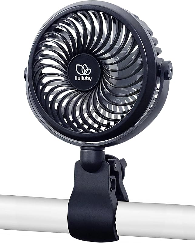 liuliuby Ventilador para cochecito de bebé con clip | Ventilador con clip para asiento de auto de bebé | portátil y recargable con abrazadera duradera | Accesorios para cochecitos | Batería recargable USB de refrigeración pequeña (negro azabache)