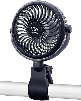 liuliuby Baby Stroller Fan with Clip | Clip On Fan for Baby Car Seat | Portable & Rechargeable with Durable Clamp | Stroller Accessories | Small Cooling USB Chargeable Battery Jet Black