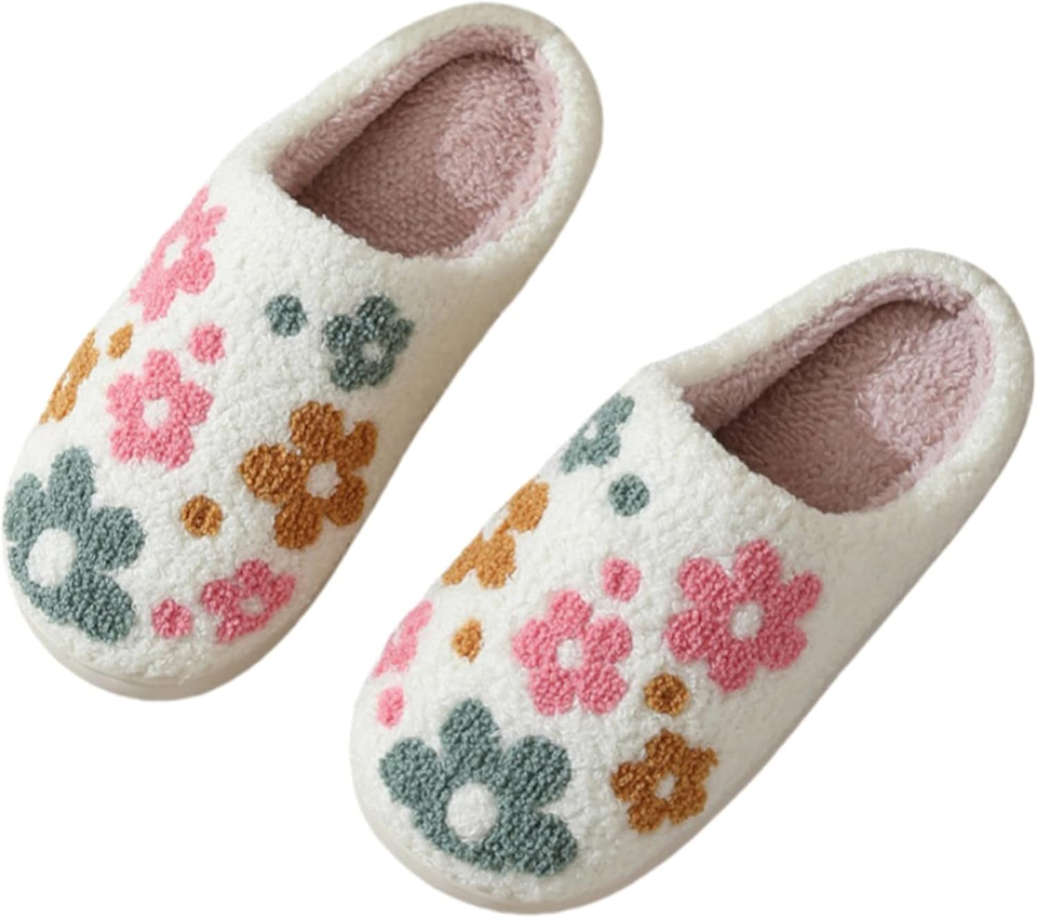 Bow Slippers for Women & Men - Floral Memory Foam Plush Slippers, Cute Cartoon Design, Warm Fluffy Fur Lined, Indoor Outdoor House Home Bedroom Shoes - Image 4