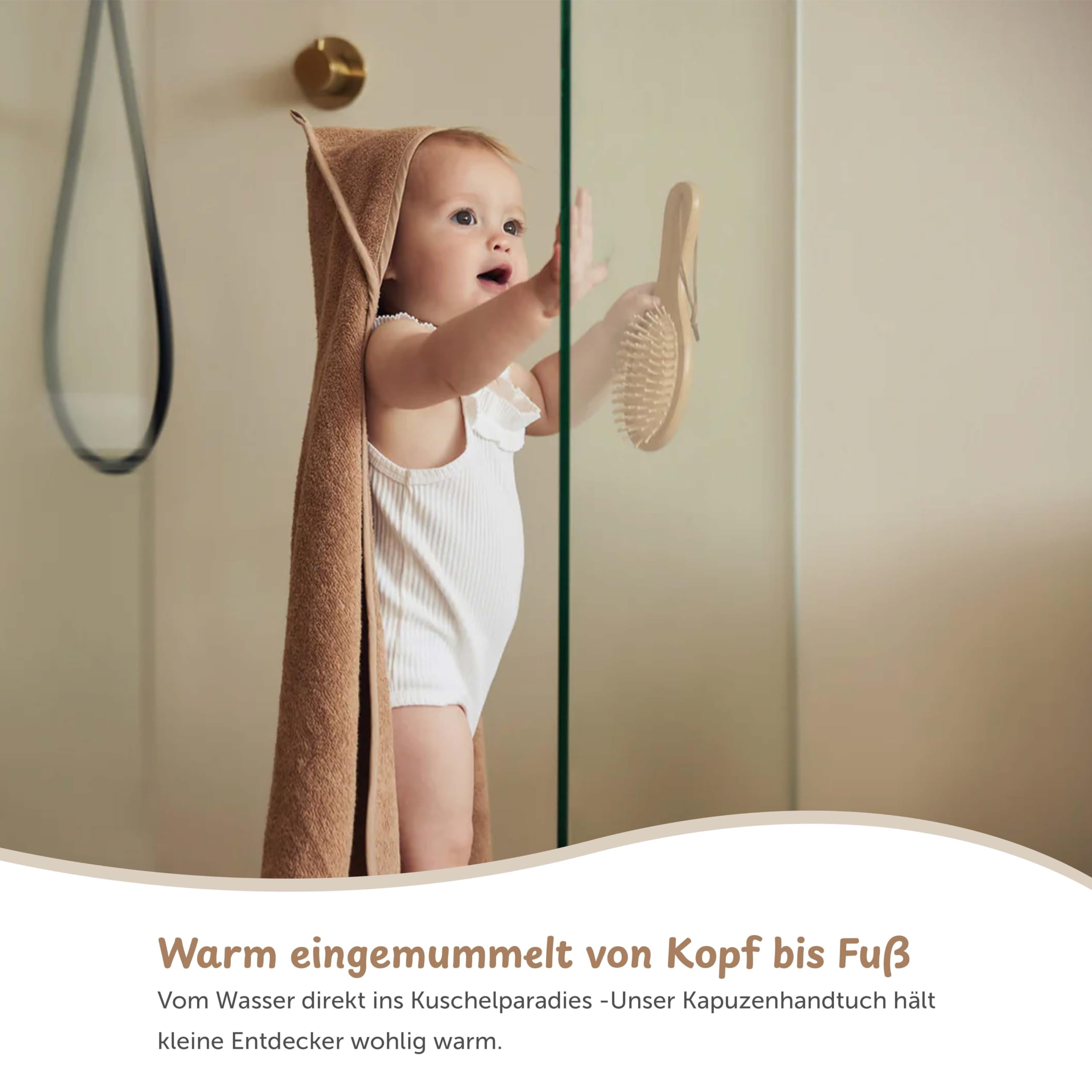 Kidsmood - personalisiertes Kapuzenhandtuch Baby | Niedliches Babyhandtuch, Bestickt mit Namen | Flauschig & sicher für zarte Babyhaut Liebevolles Geschenk zur Geburt Mädchen & Jungen (75x75 cm)