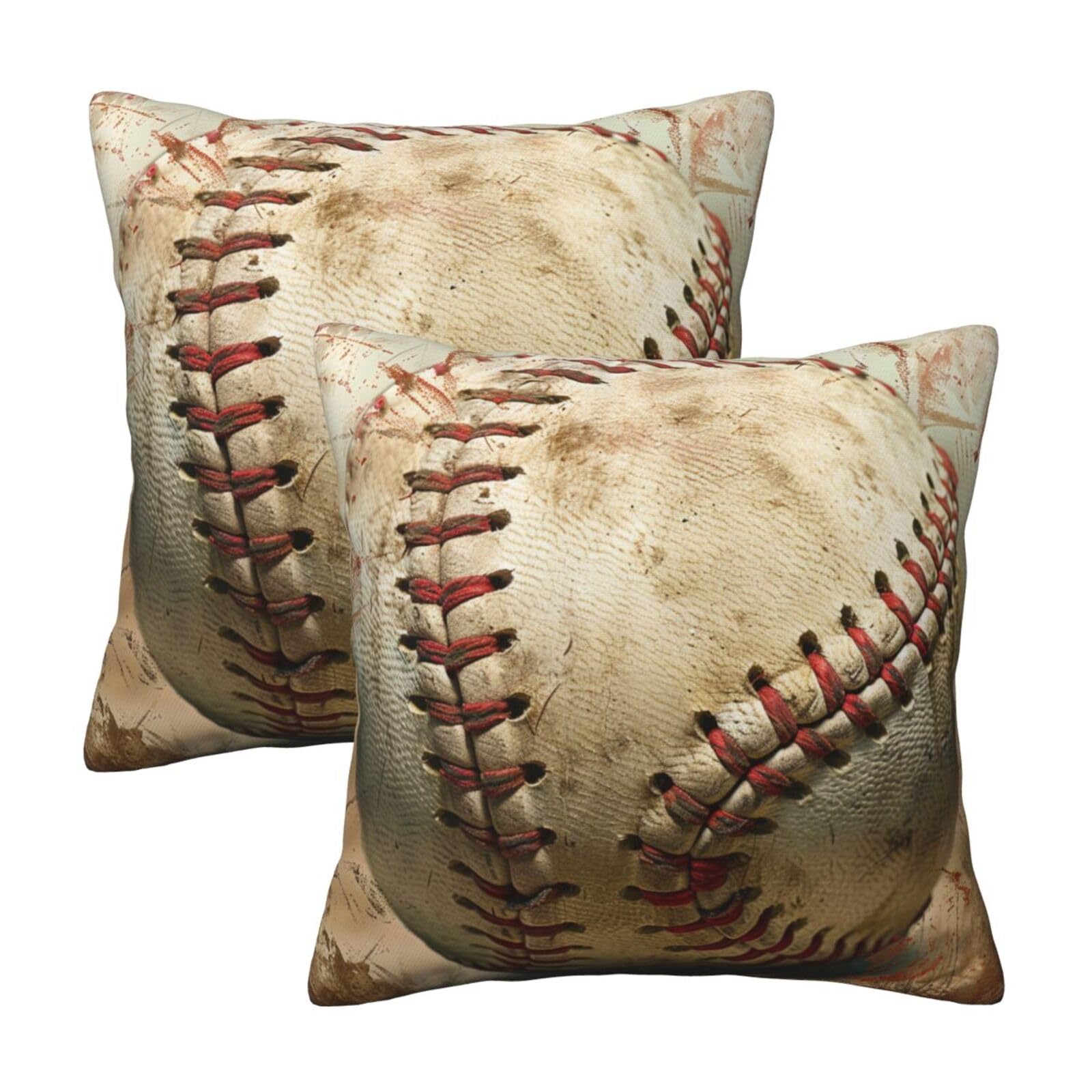 kkvhhyuo Baseball 1 Print Pillow Covers Set of 2, Square Decorative Cushion Covers with Hidden Zipper, Throw Pillow Cases for Living Room Sofa Bed Chair, 50x50 cm