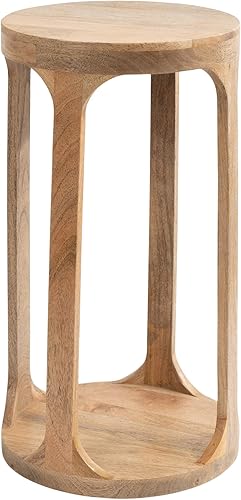 Kate and Laurel Dahl - Mesa redonda de madera para bebidas 12 x 23 marrón natural mesa de pedestal circular de madera bohemia de transición para