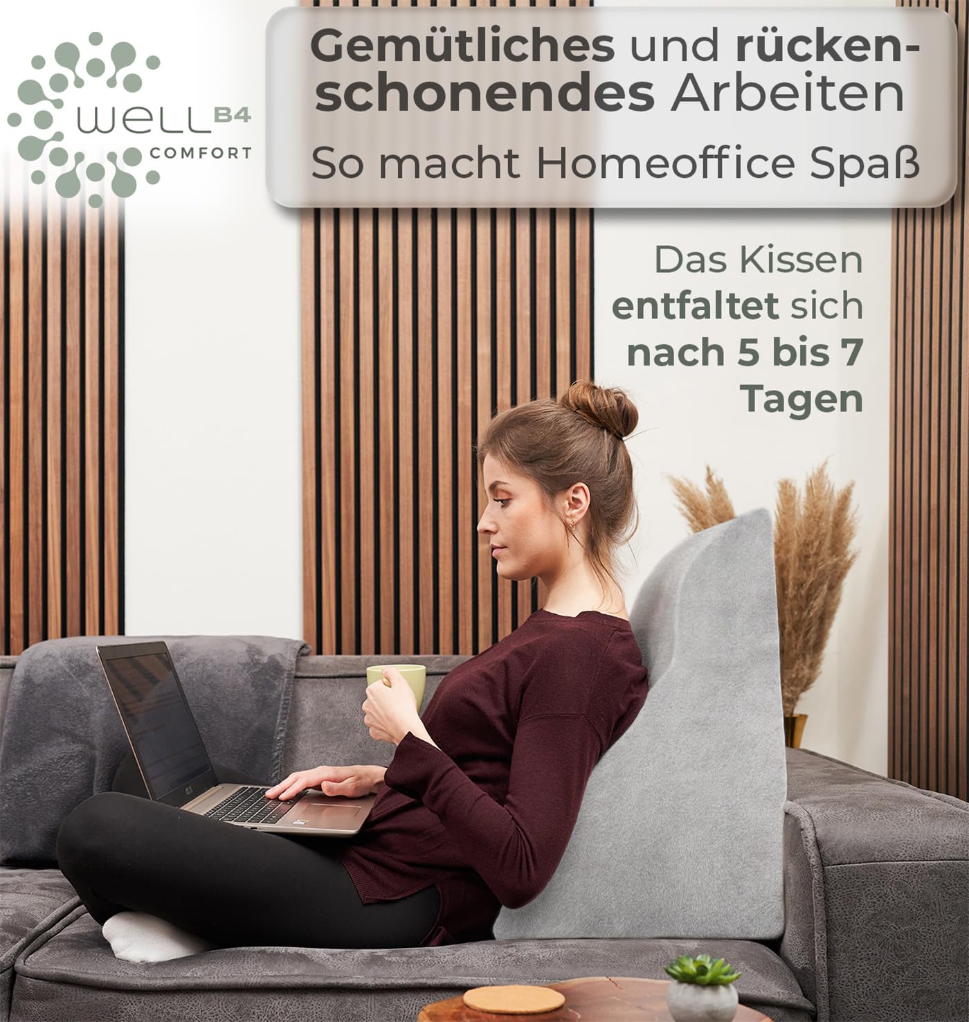 Lesekissen für Bett und Sofa, Bequemes Rückenkissen mit Memory Foam, Reflux Kissen verwendbar als Keilkissen Bett, Bettkissen Rückenlehne oder Kopfende, Gemütlicher Bettkeil als angenehme Rückenstütze