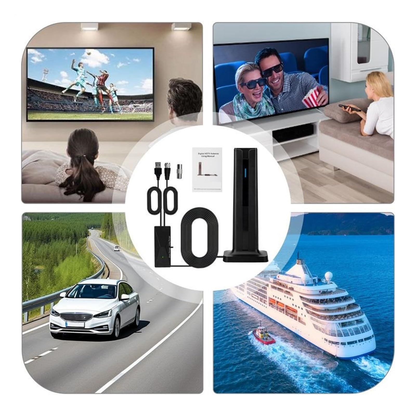 Antenna Interna For TV Digitale HD 4K 1080P HDTV Amplificata A Lungo Raggio Amplificatore Di Segnale Del'antenna Televisiva Copertura più ampia