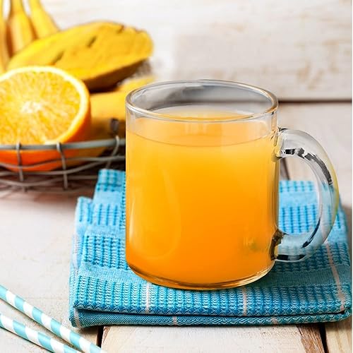 Miniatura 5 de Juego de 6 tazas de café de vidrio, tazas grandes de boca ancha para bebidas calientes (10 onzas), tazas transparentes de café con asa, sin plomo,