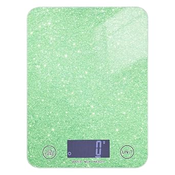 Glittering Starry Bright Green Baking Food Scale for Home use 11lb/0.18oz, 5kg/5g Portable Digital Scale Grams and oz with 4 Unit for Baking Soap Making Espresso bascula para pesar Personas