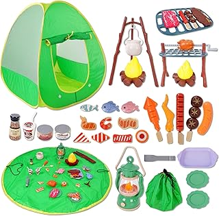 Camping Set Toys with Pop up Play Tent Indoor Outdoor Pretend Camping Playset for