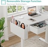 Lufeiya Tavolino piccolo con cassetti, 80 cm, bianco elettrico, regolabile in altezza, con spazio per ufficio, camera da letto e casa - 4