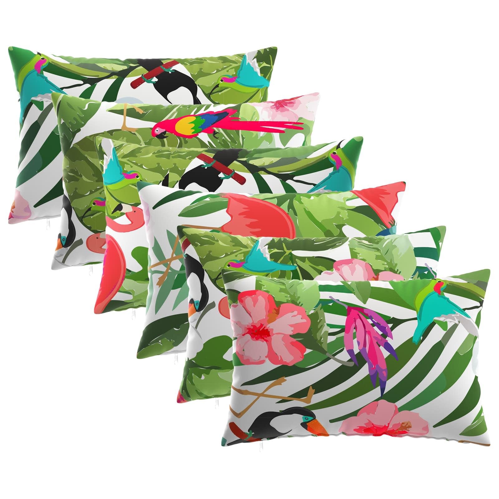 Housse de Coussin 50x75 cm Lot de 6, Polyester Multicolore avec Fermeture