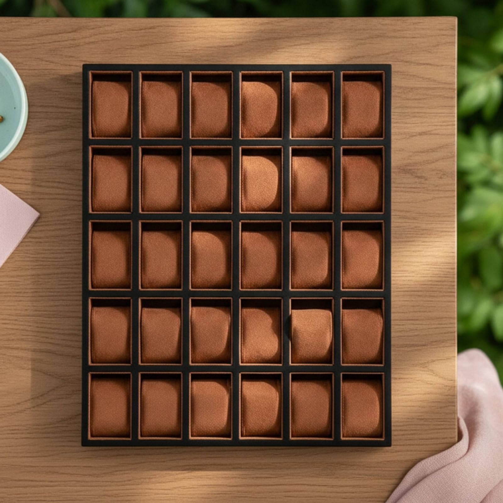 Organizador Relojes con 30 Compartimentos con Cojines Suaves y Estructura Piezas en Mostrador
