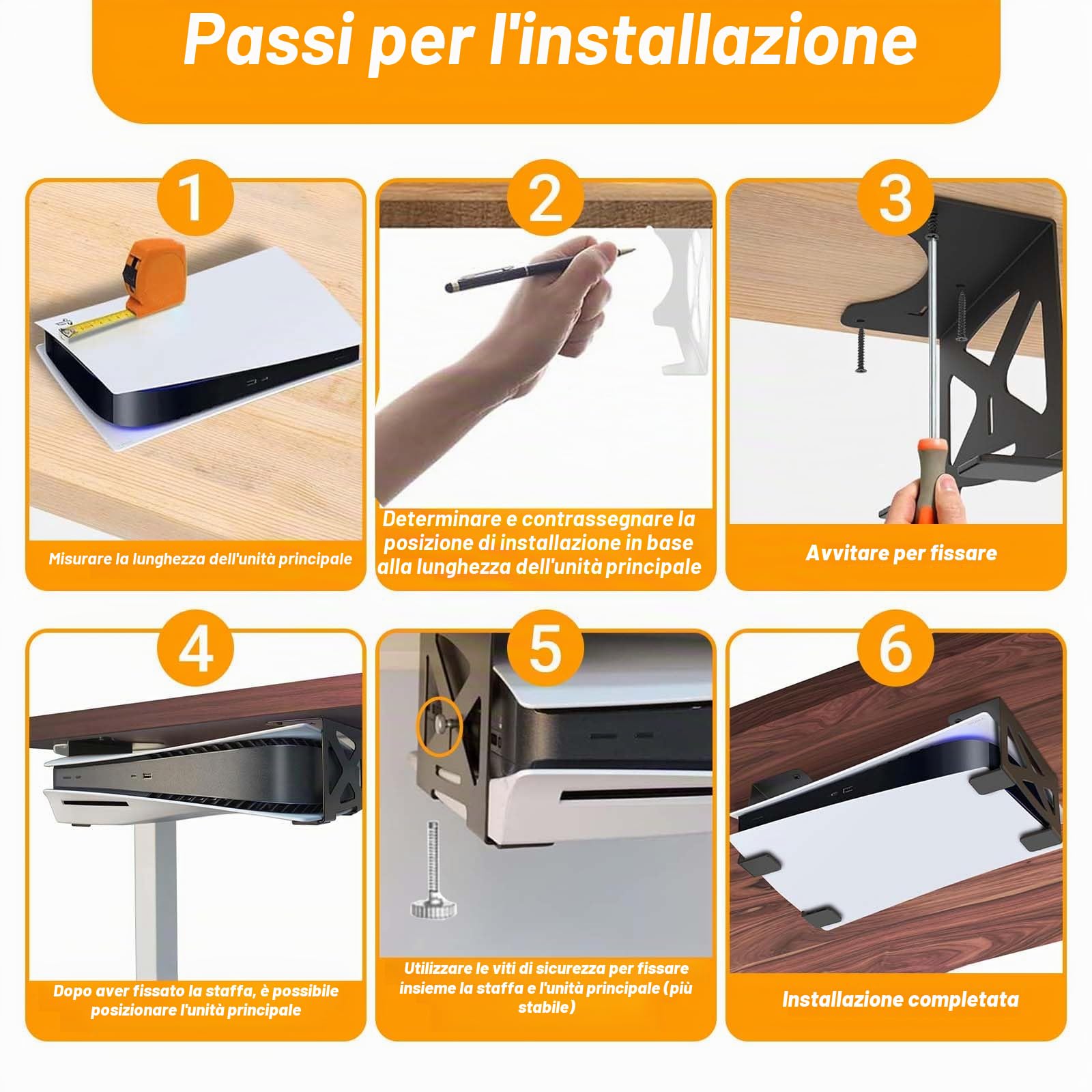 Supporto da scrivania per controller PS5, supporto da tavolo per PS5, supporto da parete compatibile per PS5/Slim facile installazione da attaccare
