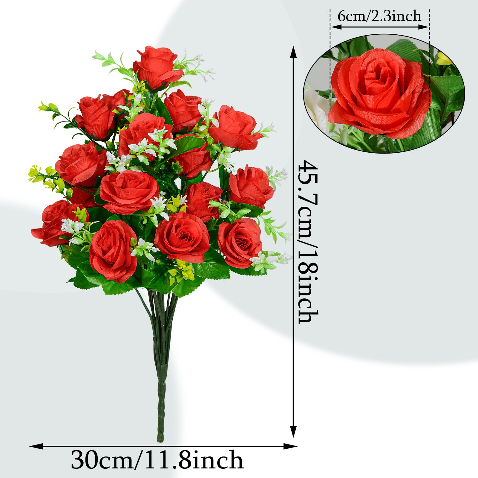 Raxfekro 2 boeketten kunstbegraafbloemen met vaas, kunstrozen boeket voor begraafplaats, graf, decoratie, grafdecoratie Blauw & wit Raxfekro 2 boeketten kunstbegraafbloemen met vaas, kunstrozen boeket voor begraafplaats, graf, decoratie, grafdecoratie Blauw & wit