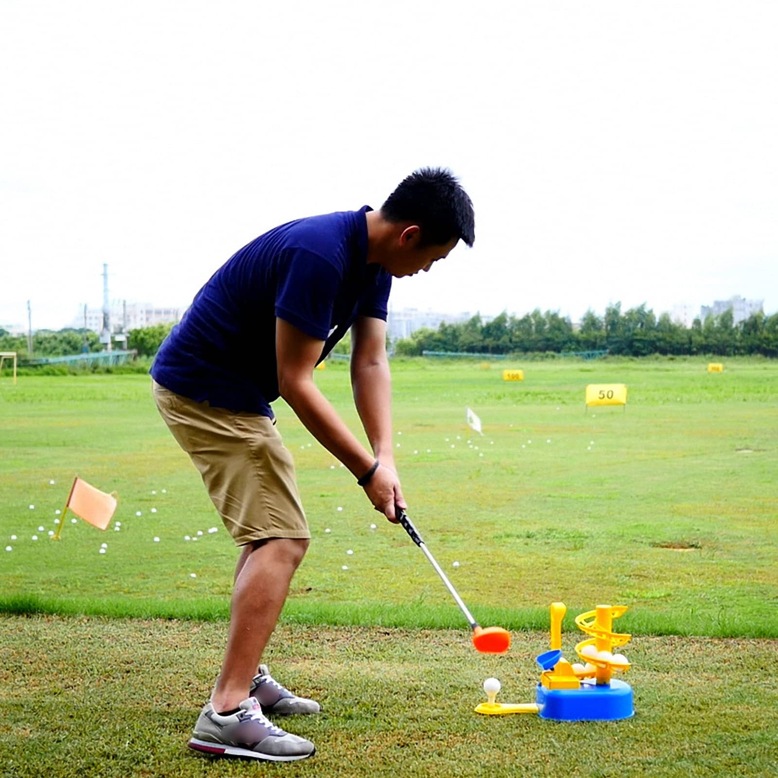 Zestaw maszyn golfowych dla dzieci, do użytku wewnątrz i na zewnątrz, przenośny sprzęt treningowy do golfa, prezent dla dzieci - dla 3+