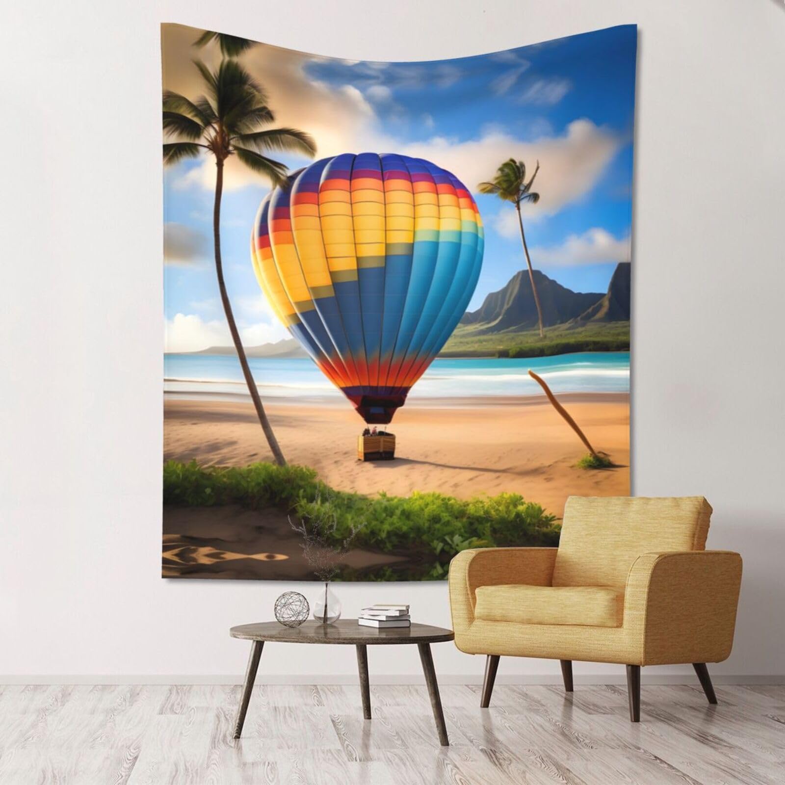 ZZYYDS Floral Wall Decor Tapestry Hawaii Hot Air Balloon for Living Room Dormitory Home Decor Party Background, 60x51 Inch (Vertical)
