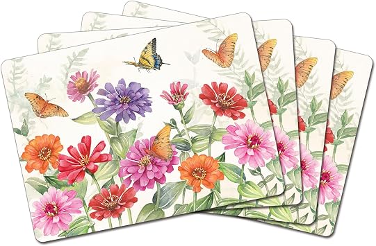 Cala Home Zinnias & Butterflies Hardboard Placemats
