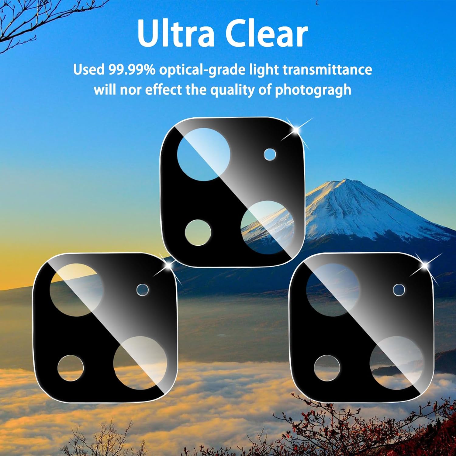 3 Pack Camera Lens Protector for iPhone 14 6.1 & iPhone 14 Plus 6.7, Tempered Glass, Ultra HD, 9H Hardness, Anti-Scratch, Case Friendly, Easy to Install [No Affect on Night Shots]