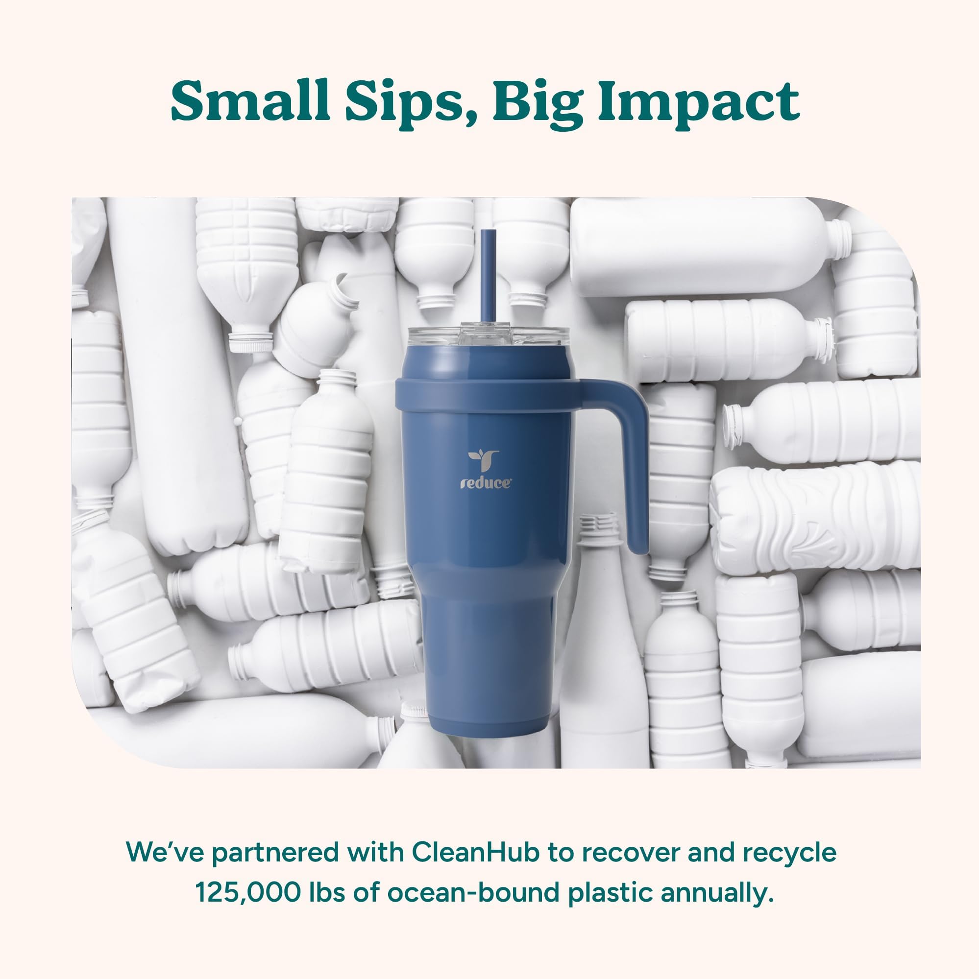 REDUCE 2.0 Becher mit Griff – vakuumisolierter Edelstahlbecher mit Sip-It-Your-Way-Deckel und Strohhalm – hält Getränke bis zu 34 Stunden kalt – schweißfest, spülmaschinenfest, BPA-frei (1,2 l,