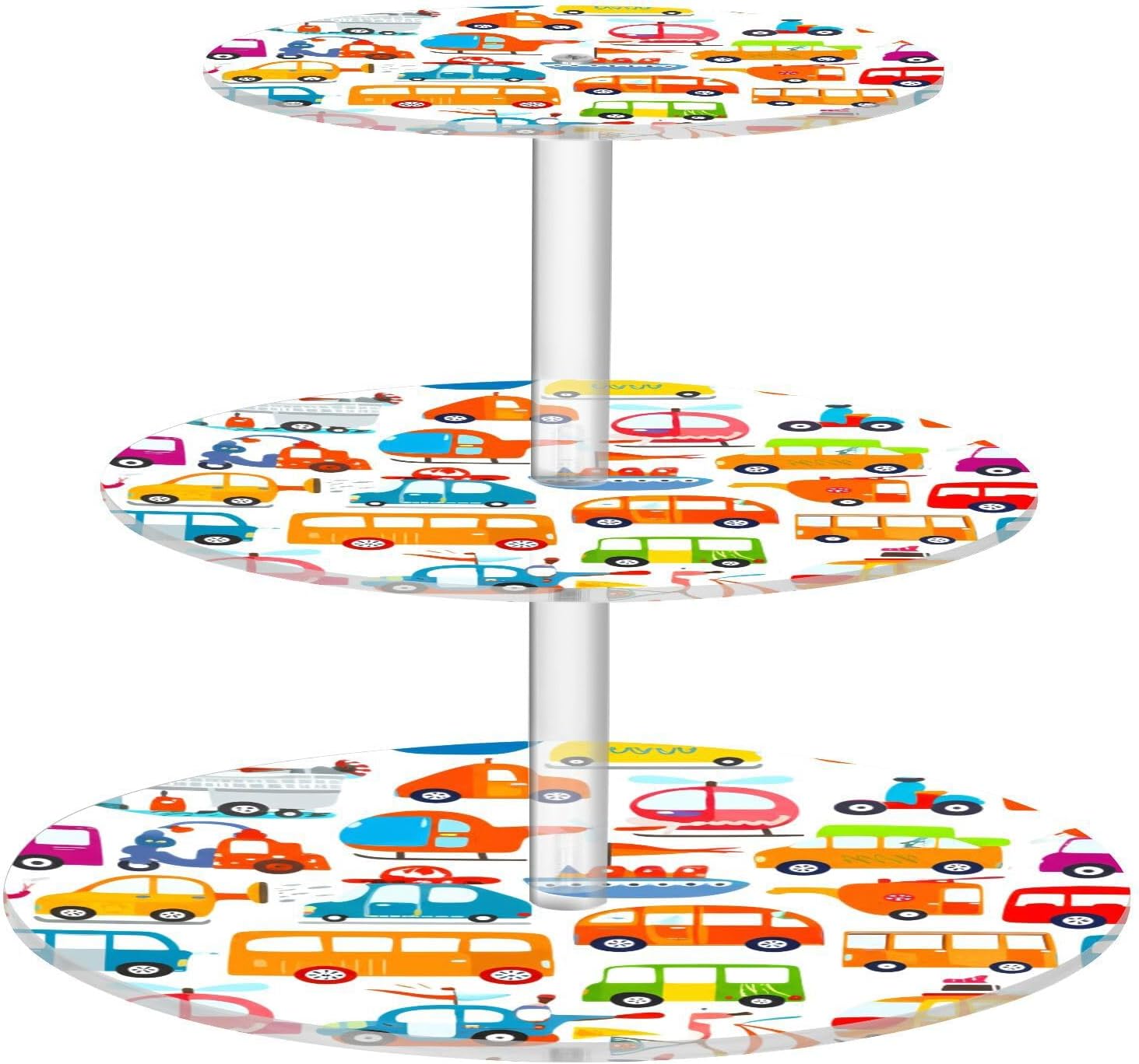 Car Ferry 3 Tier Acrylic Cupcake Stand, Cupcake Stand for 34 Cupcakes for Weddings, Christmas,Holidays,Parties,Birthday,Printed Cupcake Tower 23300137