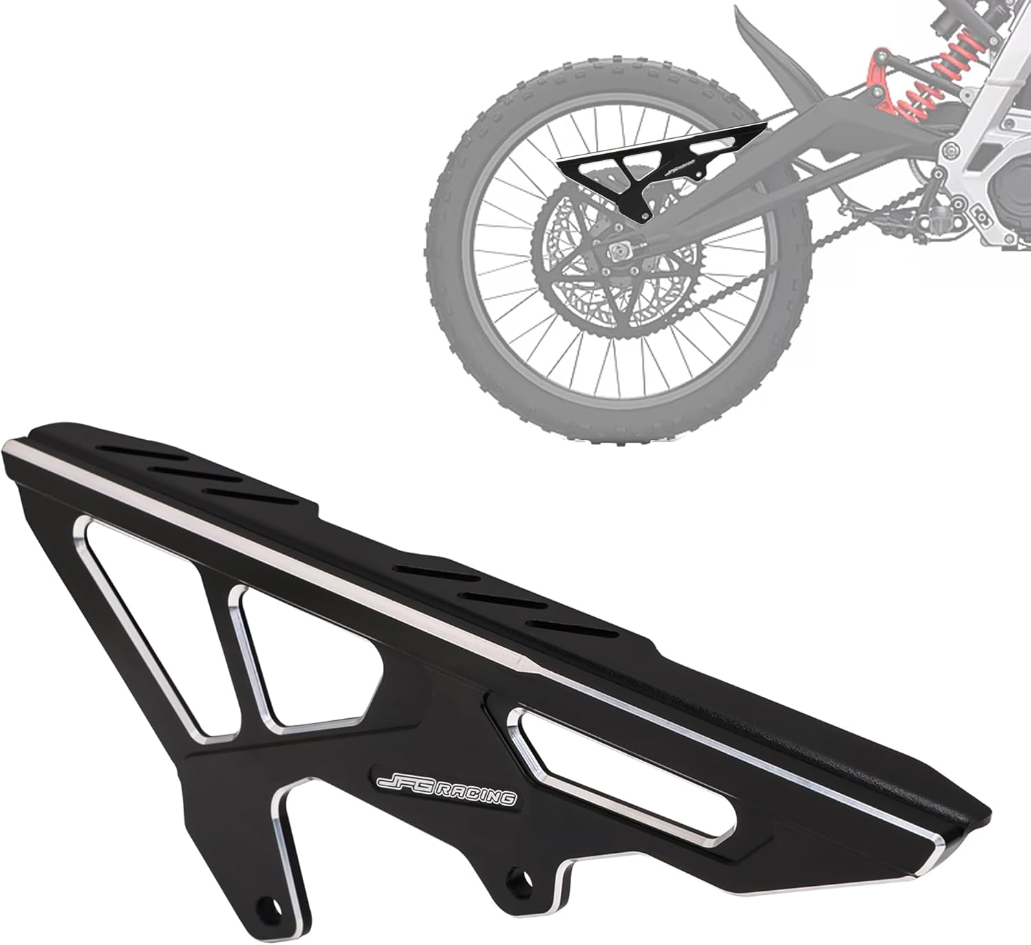 JFG RACING Chain Guard for Surron Light Bee,CNC Chain Cover for Electric Dirt Bike Sur Ron Light Bee X and S/X160/X260-Black