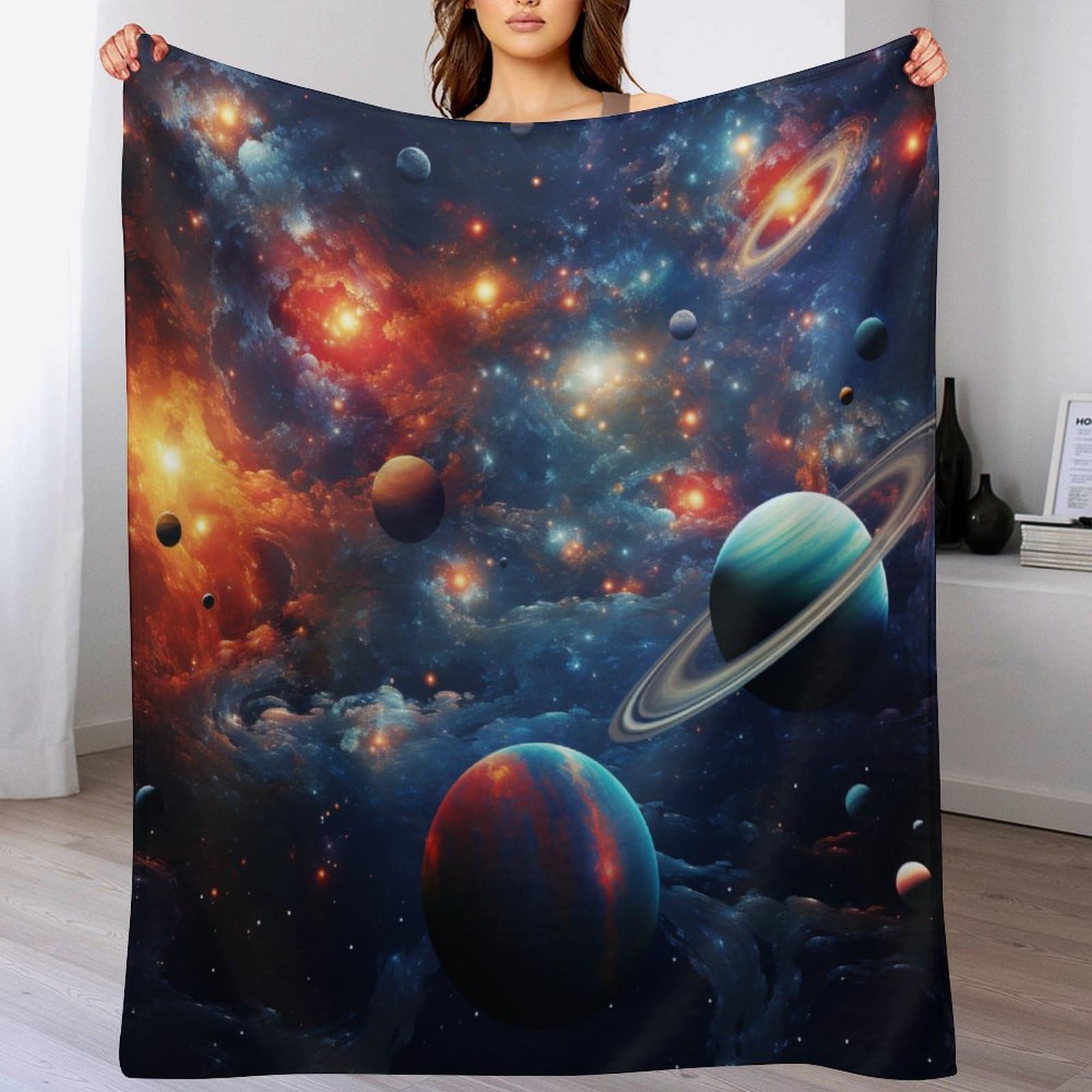 Manta de franela Planet Sternry Sky para sofá y cama de 130 x 150 cm