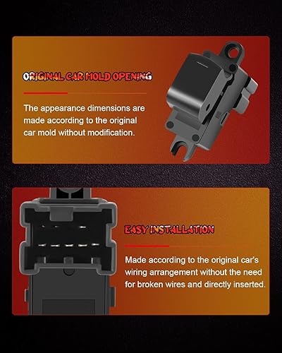 Miniatura 3 de cciyu Interruptor de ventana eléctrica de repuesto para Nissan Altima 2009-2014 2009-2014 para Nissan Máxima (no para modelos SV), parte trasera